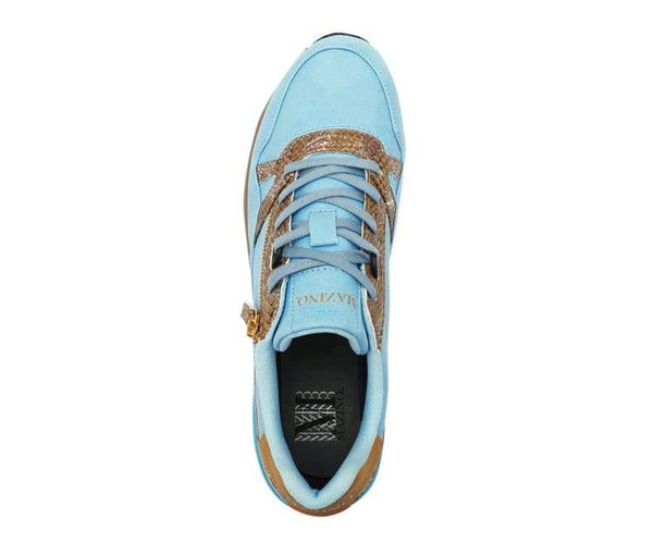 Trendy High fashion Sneaker-Azurite Light Blue / Gold
